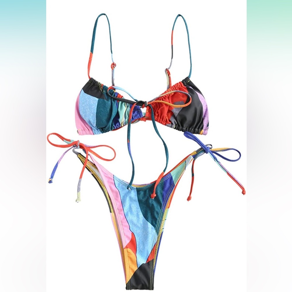 Multicolor high cut bikini
